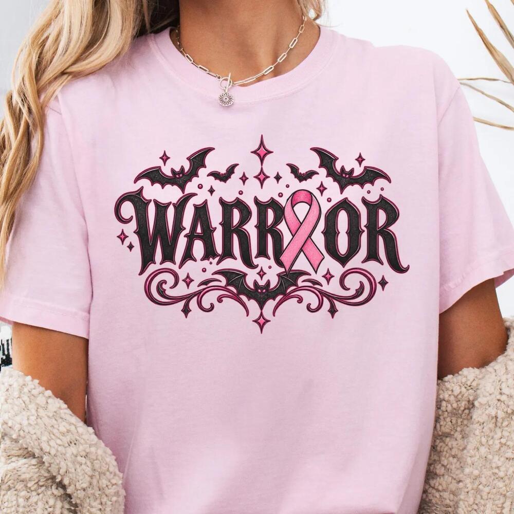 Warrior Shirt, Gothic Ribbon Halloween Tee, October Cancer